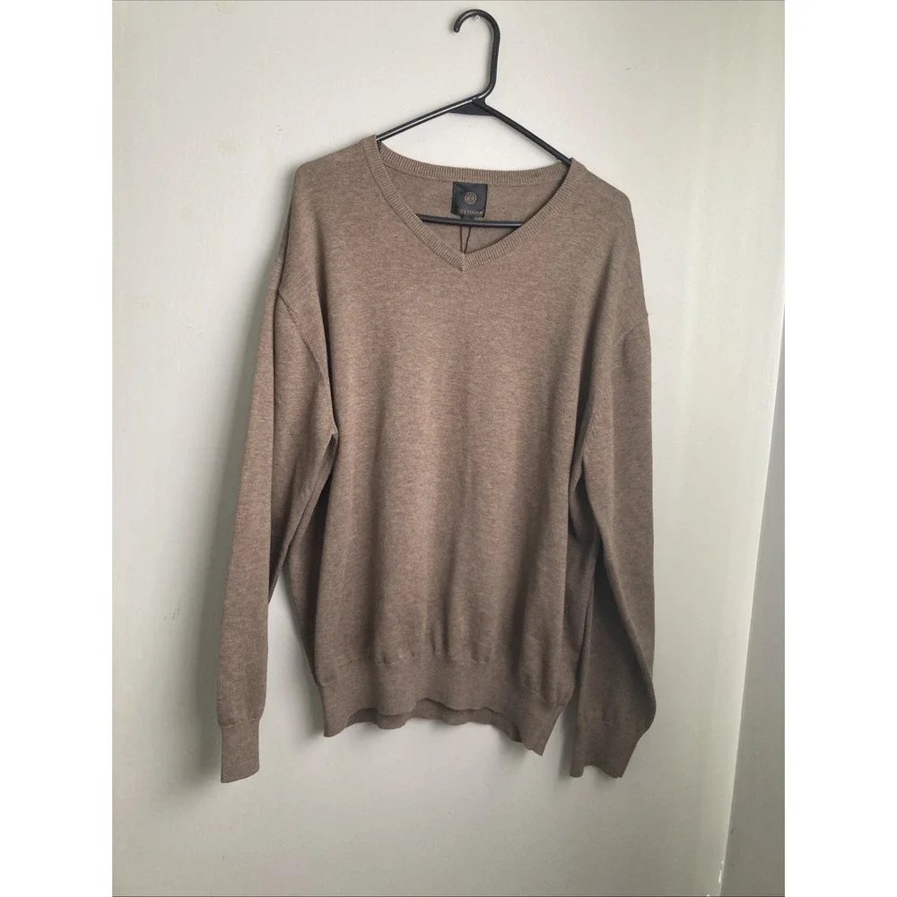 F/X Fusion Sweater Mens XXL V-Neck Pullover Brown New Cotton Blend 2XL